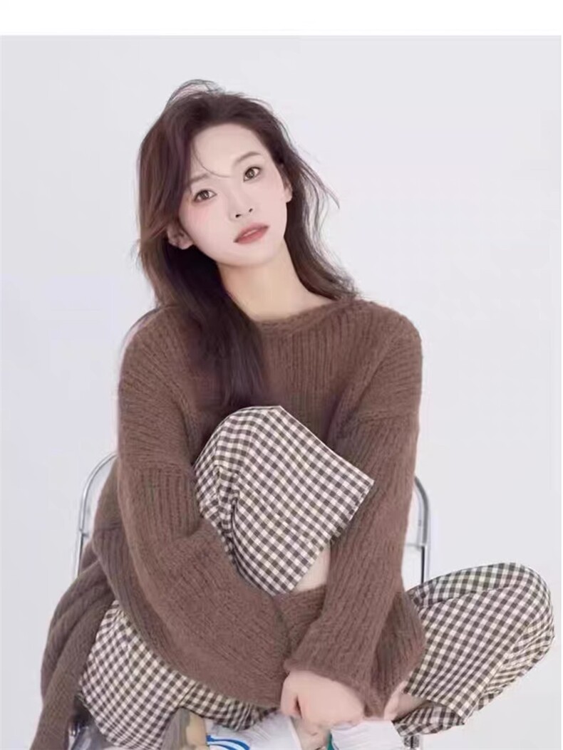 羊毛衫女宽松中长款粗针毛衣一字领羊毛打底衫,女装羊毛衫,思途羊绒