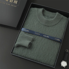 高品质男士貂绒衫秋冬新款舒适保暖时尚百搭圆领毛衣，男装针织衫/毛衣，冬贝尔貂绒