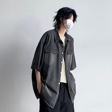牛仔衬衫男士短袖韩版潮流痞子帅气百搭2024秋季ins外套CY905-P49，男装衬衫，星座412-3