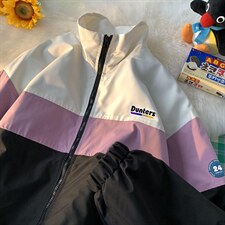 暖光平铺秋季百搭宽松拼色立领夹克情侣外套女JK6841P65控78，男装夹克，电商A268