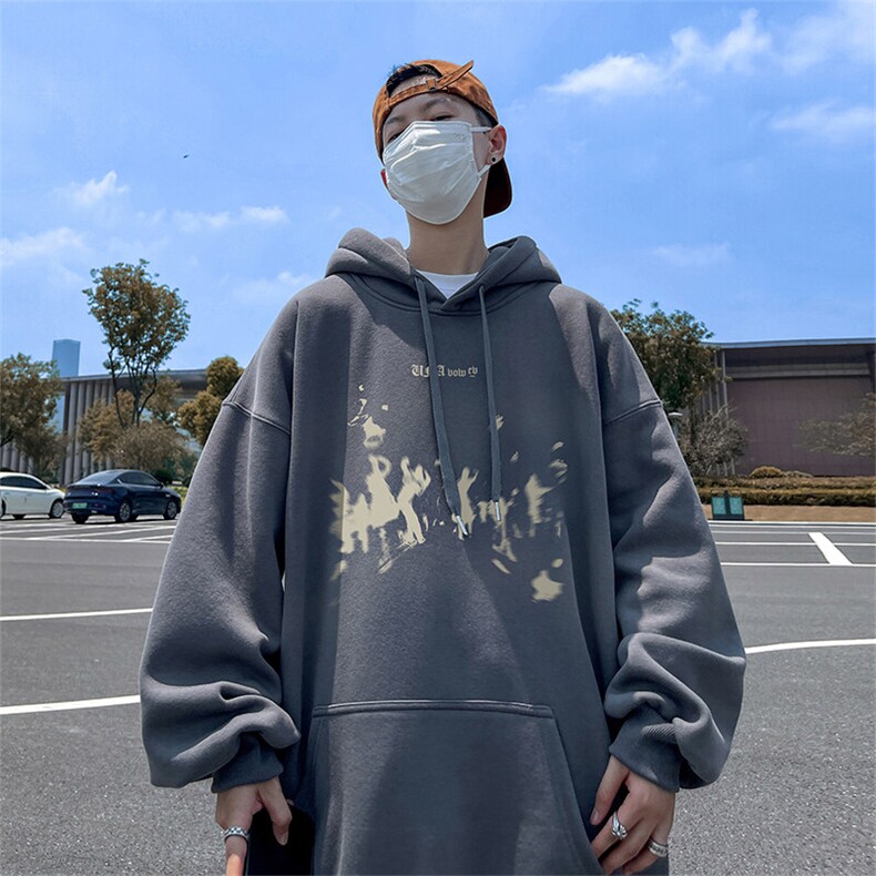 抖音得物供货 可提供视频 春装重磅美式宽松连帽卫衣DL2452图片