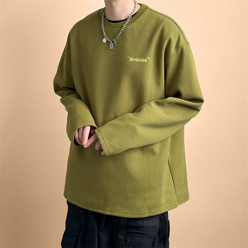 现货-2025春季新款圆领宽松卫衣男潮牌重磅长袖A351-AT2513-P50,男装卫衣,电商A351