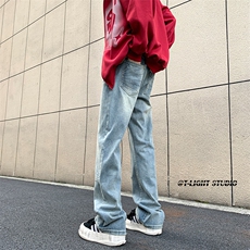 B221美式ins高街暗黑小众铆钉伐木裤牛仔裤LK23145-P65控88，男装牛仔裤，电商B221