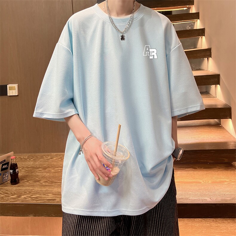 华夫格t恤男短袖男大码五分袖酒店风HT73369-P22,男装T恤,电商A040