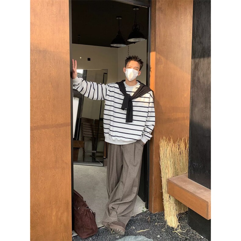 JY705-P59韩版潮流百搭裤子坠感阔腿拖地长裤网图,男装休闲裤,星座1501-3