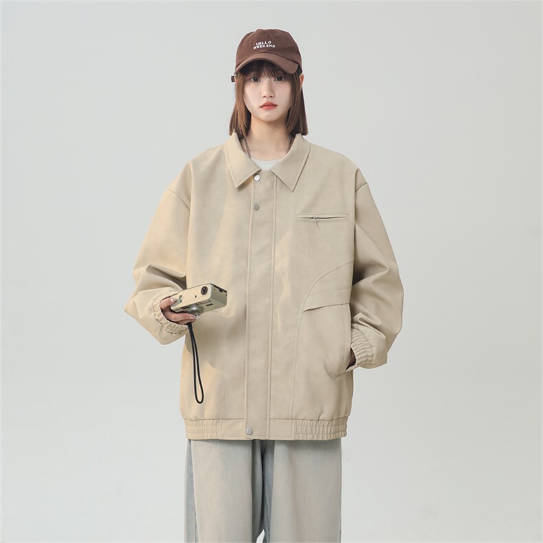 中性风PU皮工装翻领夹克2025秋季痞帅潮流外套XZ301b-2-JK2590P85,男装夹克,星座301B-2（原A443-1）
