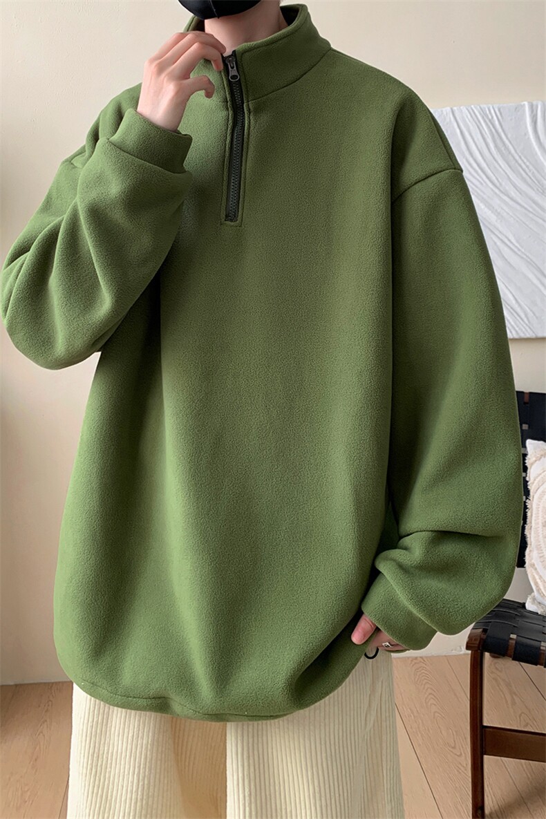 摇粒绒卫衣D5304-TP50控价68冬季半拉链男女可二开纯色宽松上衣,男装卫衣,电商A102-1