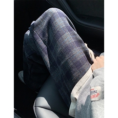 8XL-M特大码加厚毛呢料格子休闲裤宽松直筒长裤子男裤毛呢裤K946，男装休闲裤，电商D206-1