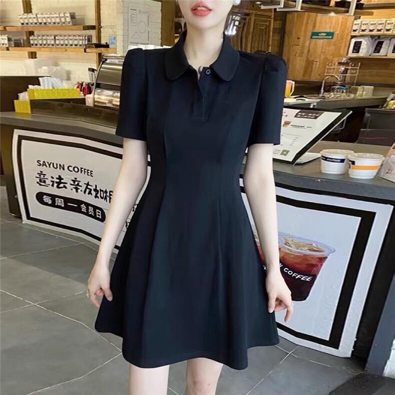 夏季新款韩版洋气学院风修身显瘦连衣裙,女装连衣裙,L·H·X