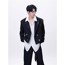 有货。满天星小西服男设计痞帅发型师垫肩西装潮W6922-P65，男装西服套装，星座412-3