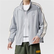 2021春季新无影墙日系大码男条纹拼接休闲开衫运动卫衣W5008-P50，男装卫衣，电商A001