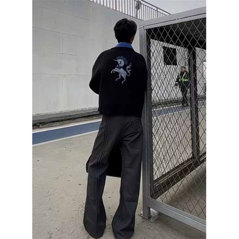优雅“独角兽”针织开衫慵懒休闲别致纽扣设计感毛衣外套M6613,男装针织衫/毛衣,星座1116A（原606A-3）