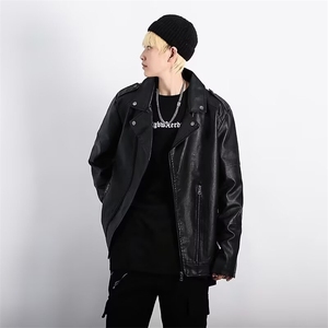 美潮立领PU皮衣外套男女休闲百搭情侣上衣质量风夹克潮PU921图片