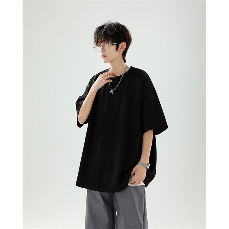 8XL-M高品质重磅棉光版纯色短袖T恤百搭款半截袖五分袖DX332特P23,男装T恤,电商D206-1