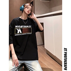 1中性条纹印花设计T恤男潮大码短袖T恤男DT77779P18块特价控38，男装T恤，星座226-2