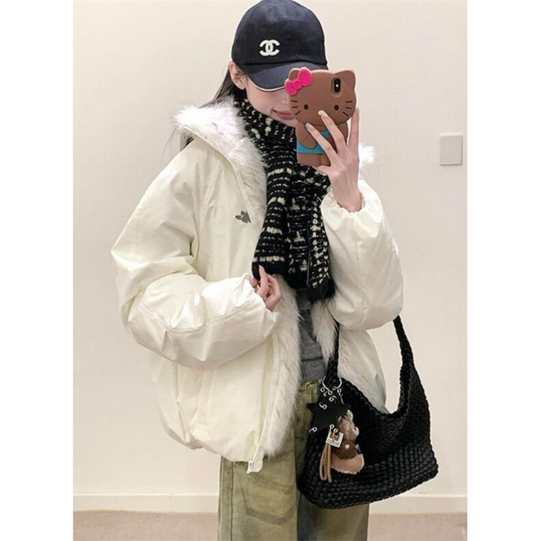 时尚连帽毛毛拼接棉服外套女冬季防寒百搭宽松棉衣面包服M7887,男装棉衣,星座1116A（原606A-3）