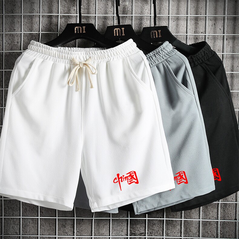 MK37276-P15 冰丝短裤男士大码宽松休闲五分裤男运动中裤 网格图片