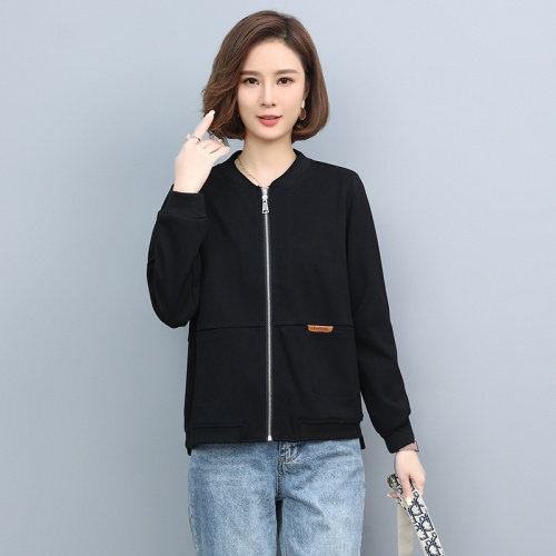 外贸出口原单女士短外套女春秋款宽松显瘦拉链开衫卫衣休闲棒球服,女装卫衣/绒衫,独衣靓
