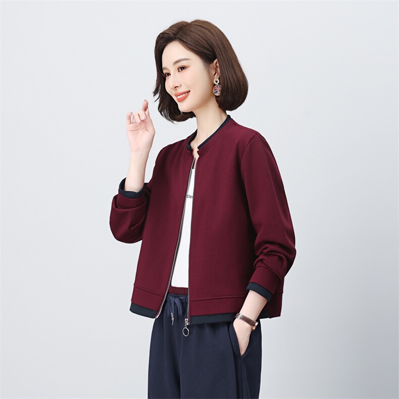 原创设计假两件开衫卫衣小衫2025秋春新款上衣长袖女拼色拼接外套，女装短外套，璐依舞