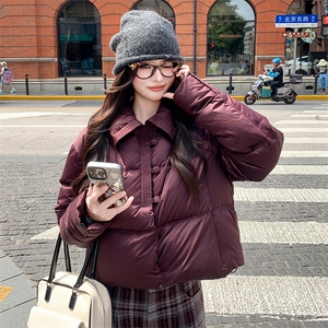 现货！（90新标带检）时尚纯色短款洋气加厚保暖羽绒服女冬季潮品图片