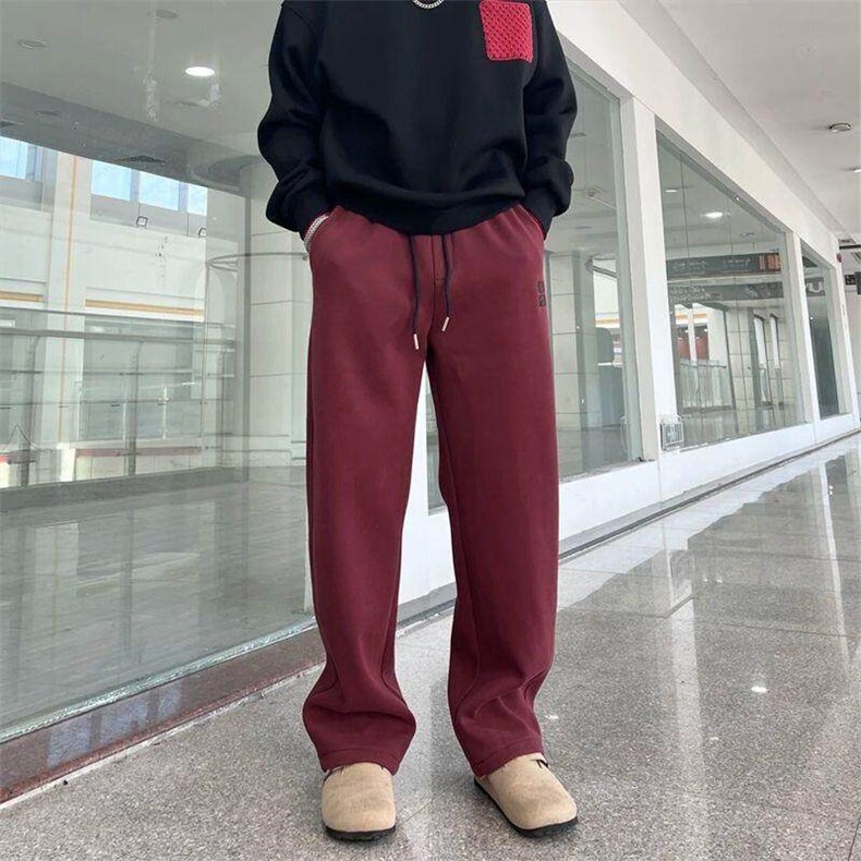 春季卫裤男2025新款潮流宽松直筒裤垂感百搭阔腿裤子男休闲裤,男装休闲裤,电商B212（原钱塘6029）