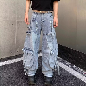 有货。多口袋工装牛仔裤女2026新款拖地裤RK3411-P72图片