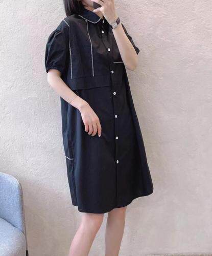 衬衫领明线连衣裙，女装衬衫，江南俏之羽