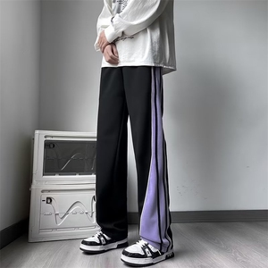 休闲裤男韩版潮流拼色条纹个性2024秋冬季新款ins长裤K4652-P36图片