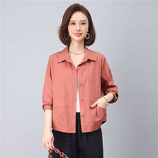 2025年秋季时尚休闲宽松型纯棉100%气质衬衣，女装衬衫，依恋蒂丝