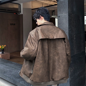 得物品质秋冬加棉加厚美式拉链设计感高街皮衣常规P100加棉P110图片