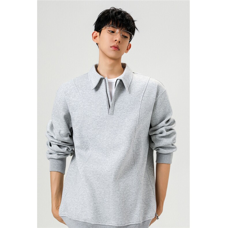 2026春季新款翻领400克重磅结构长袖卫衣PL2555-P50控78,男装卫衣,电商A072