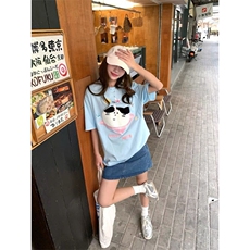 H0620-P35毛巾绣宽松T恤2026新款小猫蛋糕短袖女，女装T恤，星座617A-2