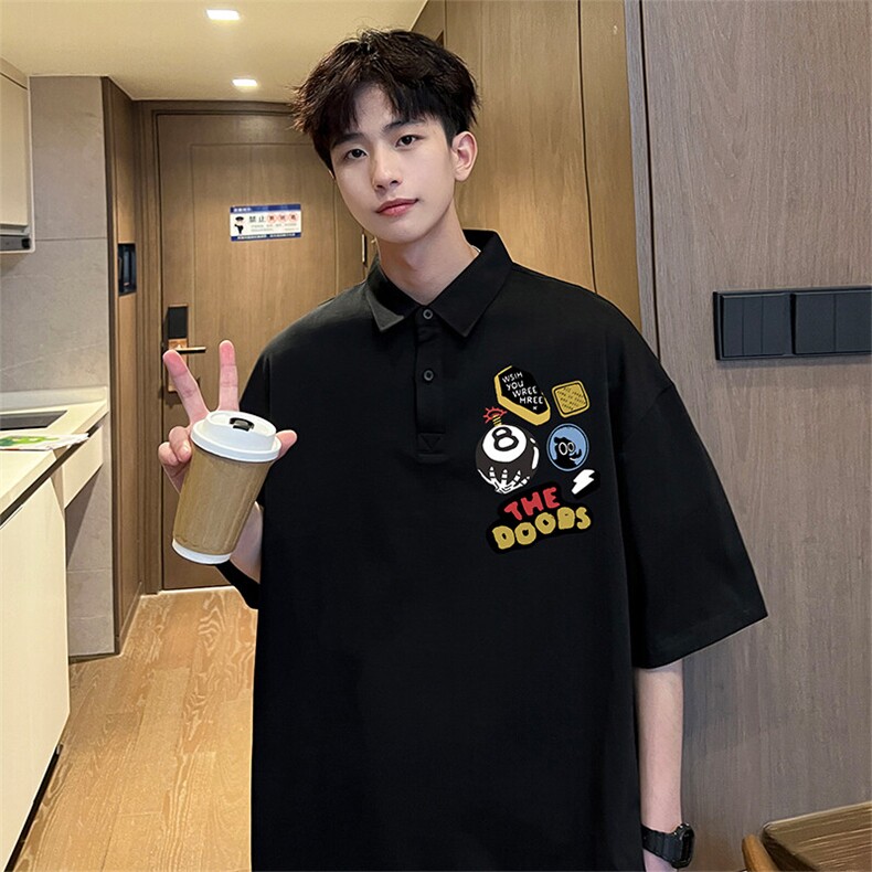 可设48小时支持抖音得物来样二开网眼透气翻领t恤美式短袖POLO衫,男装T恤,电商A486