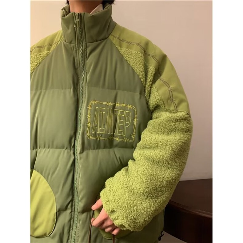 棉服男冬季美式拼接羊羔绒外套棉袄cityboy潮牌加厚棉衣M2516-p98,男装棉衣,星座1008