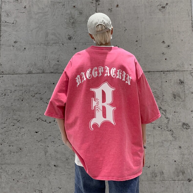美式复古水洗高街做旧蜡染潮牌宽松短袖t恤517A-2-SX216-P38,男装T恤,星座517A-2