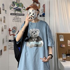 2021港风圆领青春休闲大码运动日系原宿潮流男士短袖宽松718F25,男装T恤,星座227-7