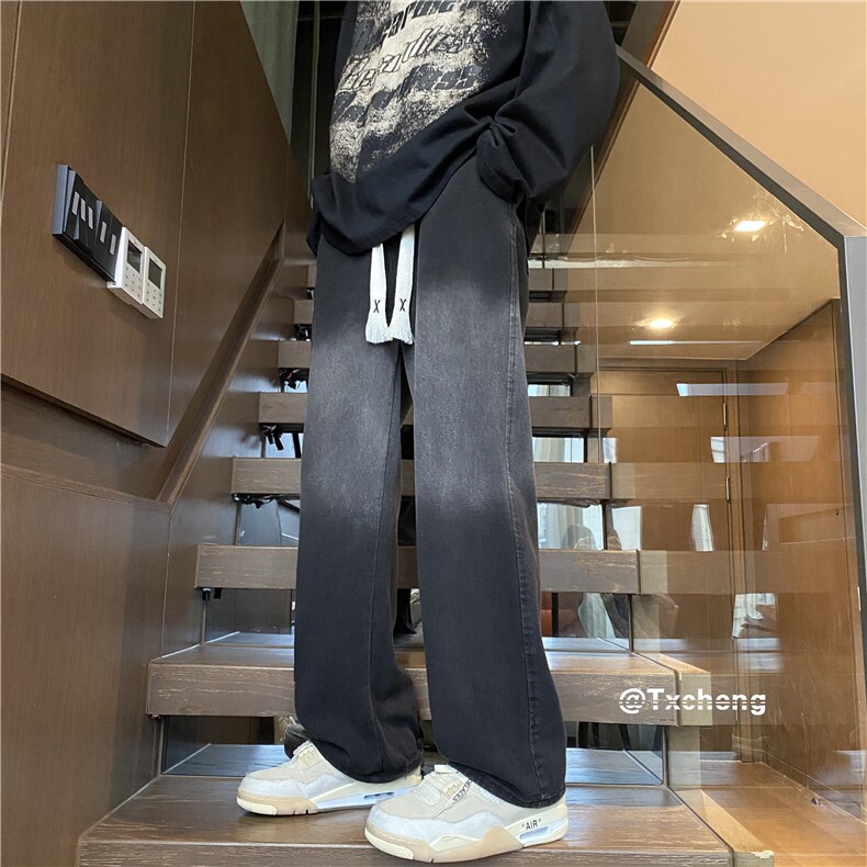 抖音品质春季潮流新款渐变宽松直筒牛仔裤B315-K5448-P50控68,男装牛仔裤,电商B315
