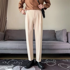 小西裤男九分修身直筒休闲裤男士高级垂感黑色西装长裤子潮KA513，男装西裤，星座1116A-2（原606A-1）