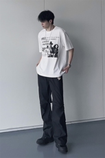 B221美式ins街头hiphop刺绣宽松褶皱休闲裤子LK23123-P60控78，男装休闲裤，电商B221