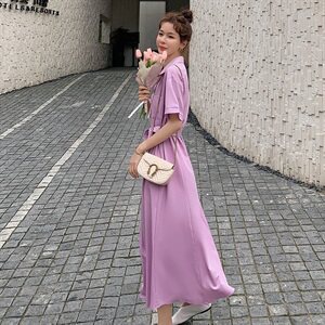 主推款款数据现在香芋紫色连衣裙长裙087-Q88图片