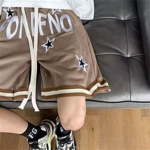 美式重磅篮球短裤男款夏季潮牌星星印花五分裤欧美高街运动休闲裤图片