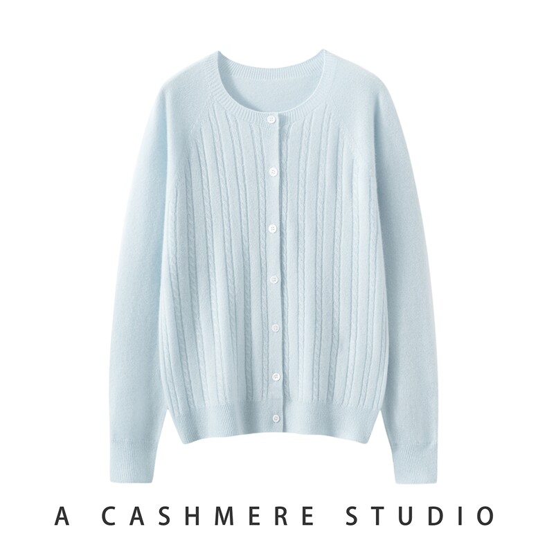 2025年秋季新百搭女士圆领无缝麻花开衫，女装羊绒衫，轻暖羊绒