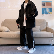 TZ8980/P95春装休闲运动格子撞色套装排扣裤子夹克两件套控118，男装休闲套装，电商A141