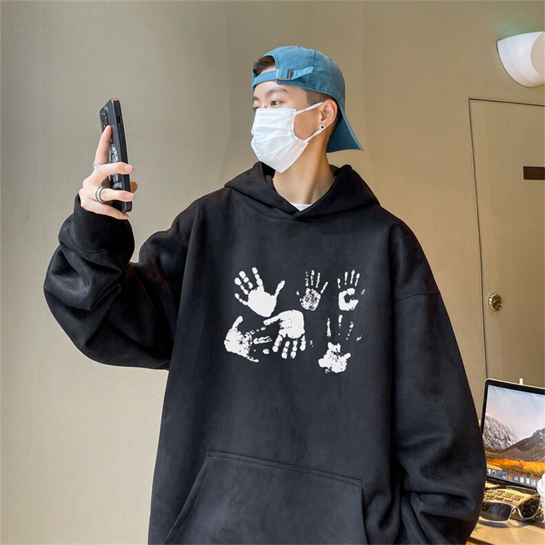 特P43控78秋季360G麂皮绒印花宽松休闲连帽卫衣JWY3271,男装卫衣,电商B370