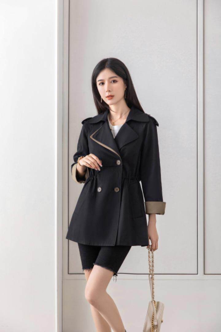 拼色风衣，女装风衣，百妹仟红