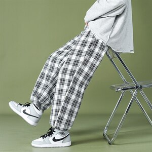 2021春夏港风格子裤子男中性风格子裤女直筒宽松DS-C407-6647-P40图片
