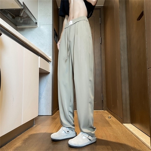 冰丝裤男款夏季速干日系卡其色裤子垂感痞帅高级感西裤美式休闲裤