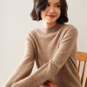 2024秋季新款女士半高领长袖短款套头衫通勤百搭图片