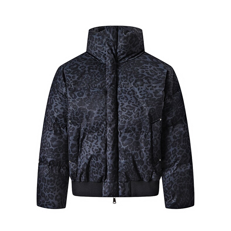 面包服豹纹高街冬装复古立领棉服男女棉衣外套做旧HZ8820-P88,男装棉衣,星座610B-1
