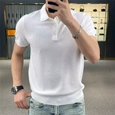 夏季新款轻奢冰丝简约POLO衫2025新款修身短袖T恤男，男装T恤，星座506A